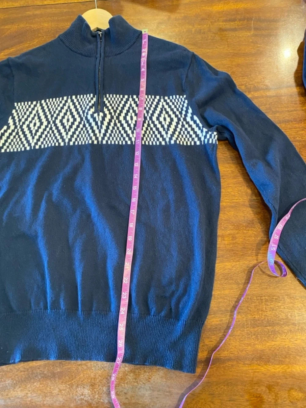 J.Crew Mens 1/4 zip heritage sweater 100% cotton navy preppy pullover fair isle